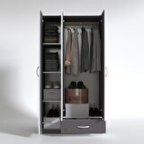 Kenzlife gardırop 3 kapılı 1 çekmeceli hanımeli 180*120*52 gri XLARGE kapaklı gardolap dolap