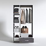 Kenzlife giysi dolabı mengühan 175*90*40 gri gardırop 1 çekmeceli