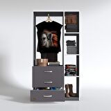 Kenzlife giysi dolabı ökkeş 175*90*40 gri gardırop 3 çekmeceli