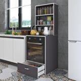 Kenzlife ankastre fırın dolabı aybirgen gri 165*60*56 mutfak çekmeceli