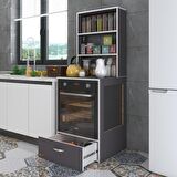 Kenzlife ankastre fırın dolabı gönül gri 165*60*56 mutfak çekmeceli