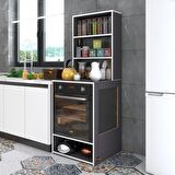 Kenzlife ankastre fırın dolabı ismihan gri 165*60*56 mutfak raflı