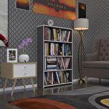 Kenzlife kitaplık süper ga 120*80*19 gri 4 katlı tek bölme ofis mutfak banyo dolabı arkalıksız