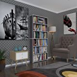 Kenzlife kitaplık süper ga 180*80*19 gri 6 katlı tek bölme çift bölme opsiyonlu ofis mutfak banyo dolabı arkalıksız