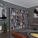 Kenzlife kitaplık süper ga 180*240*19 gri 6 katlı 3 bölme çift bölme opsiyonlu ofis mutfak banyo dolabı arkalıksız