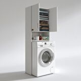 Kenzlife çamaşır makinesi dolabı sinemmdf byz 180*066*30 % 100 mdf full mdf banyo kiler kapaklı arkalıklı