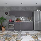 Kenzlife hazır mutfak seti nayakan gri 240 cm genişlik üst tezgahsız ankastre fırın modüllü