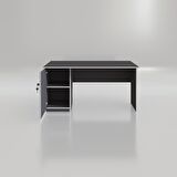 Kenzlife ofis masası yoko ono gri sol 75*150*60 kilitli kapaklı dolap eşkenar bilgisayar çalışma masası