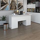 Kenzlife ofis masası masi oka byz 75*150*60 raflı dolap çiftli bilgisayar çalışma masası