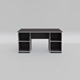 Kenzlife ofis masası masi oka gri 75*150*60 raflı dolap çiftli bilgisayar çalışma masası
