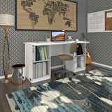 Kenzlife ofis masası masi oka byz 75*160*60 raflı dolap çiftli bilgisayar çalışma masası