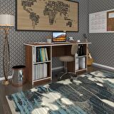 Kenzlife ofis masası masi oka cvz 75*160*60 raflı dolap çiftli bilgisayar çalışma masası