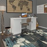 Kenzlife ofis masası masi oka byz 75*150*60 kilitli kapaklı dolap çiftli bilgisayar çalışma masası