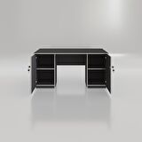 Kenzlife ofis masası pat morita gri 75*170*80 kilitli kapaklı dolap çiftli şeritli bilgisayar çalışma masası