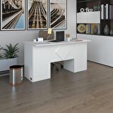 Kenzlife ofis masası kuma kengo byz 75*150*60 raflı dolap çiftli eşkenar bilgisayar çalışma masası