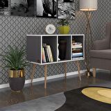 Kenzlife komodin adberilgen gri 74*90*39 ahşap ayaklı komidin kitaplık