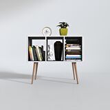 Kenzlife komodin adberilgen gri 74*90*39 ahşap ayaklı komidin kitaplık