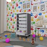 Kenzlife sepetli mutfak dolabı ruberu gri 086x45x30 banyo oyuncak çamaşır beyaz 6 lı sepet