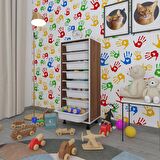 Kenzlife sepetli mutfak dolabı ruberu cvz 110x45x30 banyo oyuncak çamaşır beyaz 8 li sepet