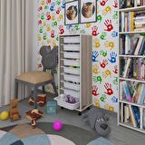Kenzlife sepetli mutfak dolabı ruberu crd 122x45x30 banyo oyuncak çamaşır beyaz 9 lu sepet
