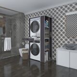 Kenzlife çamaşır-kurutma makinesi dolabı bacce sağ gri 187*090*60 çekmeceli banyo