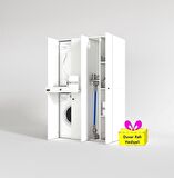 Kenzlife çamaşır-kurutma makinesi dolabı şahrur sağ byz 187*120*60 çekmeceli + tekli duvar rafı hediye