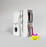 Kenzlife çamaşır-kurutma makinesi dolabı ve giysi dolabı kazvini sağ byz 180*160*60  + tekli duvar rafı hediye