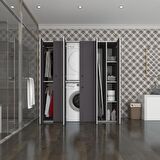 Kenzlife çamaşır-kurutma makinesi dolabı ve giysi dolabı suyuti sağ gri 180*170*60  banyo