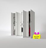 Kenzlife çamaşır-kurutma makinesi dolabı ve giysi dolabı suyuti sol byz 180*170*60  + tekli duvar rafı hediye