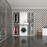 Kenzlife çamaşır-kurutma makinesi dolabı ve giysi dolabı çekmeceli hattab sağ raf byz 187*160*60  % 100 FULL MDF