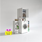 Kenzlife çamaşır makinesi dolabı sinemmaks byz 180*096*30 banyo arkalıklı + tekli duvar rafı hediyeli
