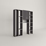 Kenzlife çamaşır makinesi dolabı sinemmega gri 180*156*30 banyo kapaklı arkalıklı raflı