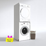 Kenzlife çamaşır-kurutma makinesi dolabı evgeniya byz 180*70*60 banyo çift katlı arkalıksız + tekli duvar rafı hediyeli