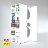 Kenzlife çamaşır-kurutma makinesi dolabı kapaklı fedyenka sol byz 180*090*60 banyo arkalıksız + tekli duvar rafı hediyeli