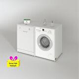 Kenzlife çamaşır&kurutma&bulaşık makinesi dolabı naumkare byz 90*140*60 arkalıksız + tekli duvar rafı hediyeli