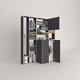 Kenzlife çamaşır makinesi dolabı kasparovmega gri 180*156*55-20 banyo kapaklı arkalıksız