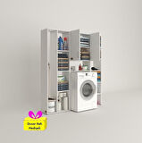 Kenzlife çamaşır makinesi dolabı veronikamega byz 180*156*20 banyo arkalıksız raflı + tekli duvar rafı hediyeli