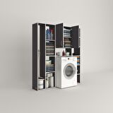 Kenzlife çamaşır makinesi dolabı veronikamega gri 180*156*20 banyo arkalıksız raflı