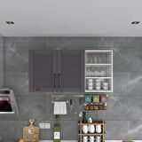 Kenzlife hazır mutfak dolabı maydanoz60 gri mod2 60*120*32 mebran kapak suntalam gövde