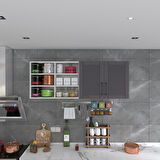 Kenzlife hazır mutfak dolabı patlıcan60 gri mod2 60*160*32 mebran kapak suntalam gövde