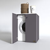 Kenzlife çamaşır&kurutma makinesi dolabı büyük boy kapaklı lubmila gri 100*80*70 banyo ofis kapaklı arkalıksız