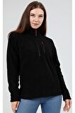 Kadın Polar Yarım Fermuarlı Outdoor Cepli Spor Polar