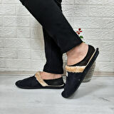 Ucc Siyah İçi Kürklü Ev İçi Tüylü Misafir Terliği