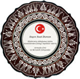 Armada çini 30 cm Resimli Baskılı El dekoru Kütahya Çini Tabak Kahverengi