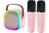 Taşınabilir Çift Mikrofonlu Rgb Renkli Kablosuz Bluetooth Karaoke Hoparlör