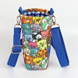 Woodycord 0,5 Litrelik El Yapımı Sevimli Kediler Temalı Matara/Termos Kılıfı 