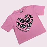 Paça Fermuarlı Kalp Desenli Pembe Renk Kız Takım