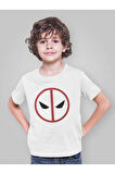 Tasarım Deadpool Maske Baskılı Unisex Film Kahramanı Çocuk Tişört (1-12 Yaş)