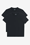 2'li Slim Fit Dar Kesim V Yaka %100 Pamuk Tişört