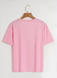 Unisex Oversize Bisiklet Yaka Düz Basic T-Shirt - PEMBE